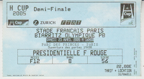 Billet match rugby stade - billet,