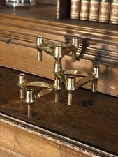 Bougeoirs Designers Fritz Nagel et César Stoffi, métal doré, lot de 3