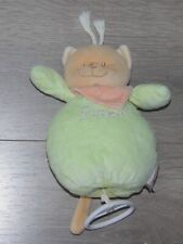 DOUDOU MUSICAL CHAT PATOU VERT BANDANA SAUMON  BENGY