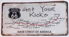 PLAQUE DE VOITURE- ROUTE 66 -GET YOUR KICKS-NEUVE  DECO USA