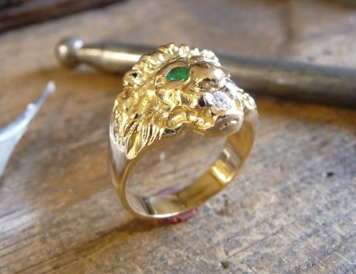 Bague tête de lion - bague, or