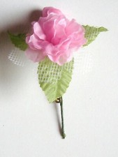 Broche FLEUR ROSE Artificielle Rose avec Tige neuve