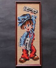 Tableau CANEVAS  jeune vendeur de journaux  style POULBOT  50 x 20 cm