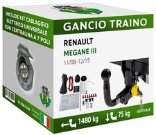 Attelage Démontable Verticale pour Renault MEGANE III Hayon 3-5 portes 08-15 7p