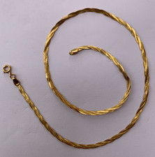 SUPERBE COLLIER EN OR JAUNE 14 CARATS 585 A MAILLES PLATES TORSADEES !