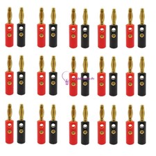 10Pcs Gold Plated Banana Plugs Audio Jack Speaker Wire Cable Screw Connector 4mm