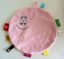 V12. Doudou plat rond  JEMINI  BARBAPAPA ROSE BLANC NOIR  étiquettes ETAT NEUF*