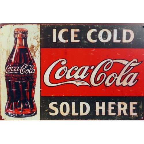 Plaque coca cola ice cold - -ice,