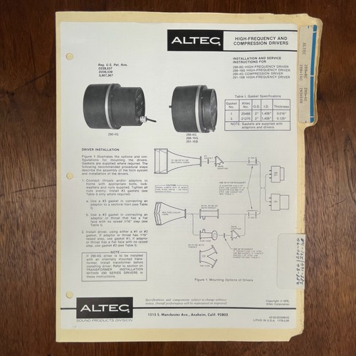 Vintage altec 288 - vintage, freq