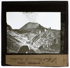ITALIE Le Vésuve c1900 Plaque de Projection d’après une photo