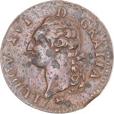 Monnaie, France, Louis XVI, Sol, 1791, Paris, TB+, Bronze, Gadoury:350