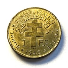 #8313 - 1 franc 1942 Afrique equatoriale SUP/SPL Belle qualité RARE