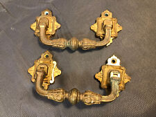 Paire d'anciennes poignées en bronze de piano pour meuble ou coffre