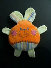 C1.* DOUDOU PELUCHE TAKINOU LAPIN ORANGE VERT JAUNE BLEU ROSE RAYE GRELOT TTBE
