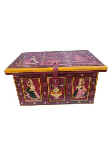 Coffre artisanal inde bois - coffre,