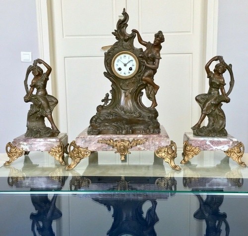 Pendule art nouveau garniture - art,