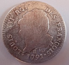 LOUIS XVI  30 SOLS type FRANCOIS 1791 I LIMOGE argent