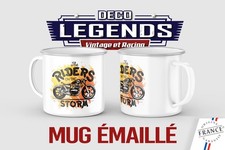 Mug émaillé Moto rider, Tasse déco Biker racer motard thé café cadeau vintage