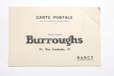 Pub publicité carte postale Burroughs machine bureau écrire calculer an. 1930