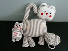 A3 DOUDOU PELUCHE CHAT DPAM DU PAREIL AU MEME GRIS BLANC RAYE BEBE OISEAU GRELOT
