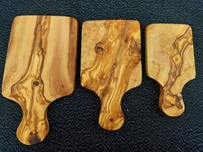 Ensemble de 3 planches à découper avec poignée en bois d'olivier fait main