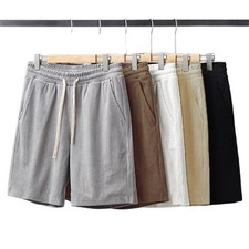 Short gaufré décontracté homme avec cordon de serrage pour sports d'été et