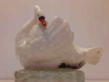 Bohême - figurine en porcelaine - Cygne - vide poche - H. 11,3 cm - 1920
