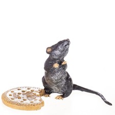 Sculpture Souris coloré style viennois avec biscuit en bronze d'après "F.Begman"