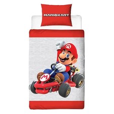 Nintendo Mario Gros Plan Housse Couette Simple et Taie Set 2-in-1 Design Enfants