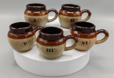 🍀Lot de 5 petites tasses en grès, numérotées