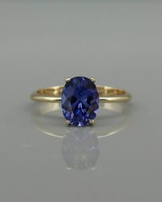 Bague de fiançailles solitaire saphir bleu 2,00 ct en or jaune 14 carats
