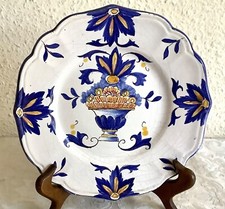 Petite assiette bleue aux cornes d'abondance