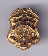 RARE PINS PIN'S .. POLICE UNIT OFFICER BADGE SERGEANT HIGHWAY PATROL IOWA USA FN