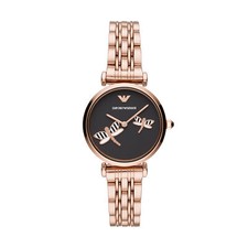 Montre Femme EMPORIO ARMANI GIANNI T-BAR AR11206 Acier Inoxydable Gold Rose Noir