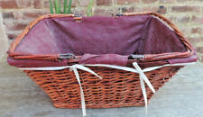 Panier rectangle Osier & tissu Poignée Pliantes Pic Nic Champignon Marché  