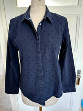 CHEMISE MARINE IMPRIMEE POIS NOIRS CACHE CACHE TAILLE 38 NEUVE