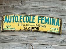 Plaque tôle peinte recto verso " Auto-Ecole " 1960