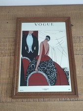 Miroir Publicitaire VOGUE Femme Robe Rouge Noir Blanc Vintage Cadre Bois 33x23cm