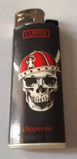 Briquet Clipper tête de mort, casque rouge - Flam Gass - fonctionne -