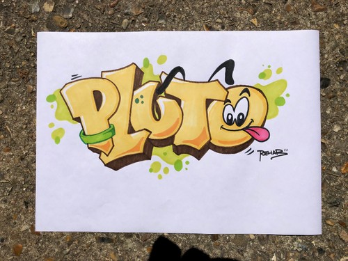 Dessin signé pluto graffiti - -,