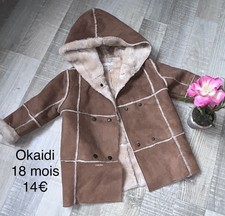 Okaidi 18 MOIS : Manteau Beige Effet Peau Retournée TBE