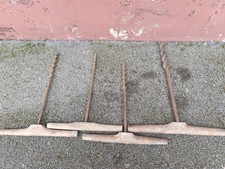 4 outils anciens charpentier, tonnelier, tarière déco indus