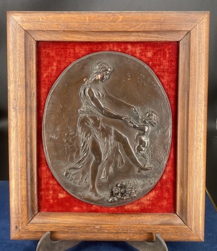 Bronze bas relief signé - bronze, bas-relief