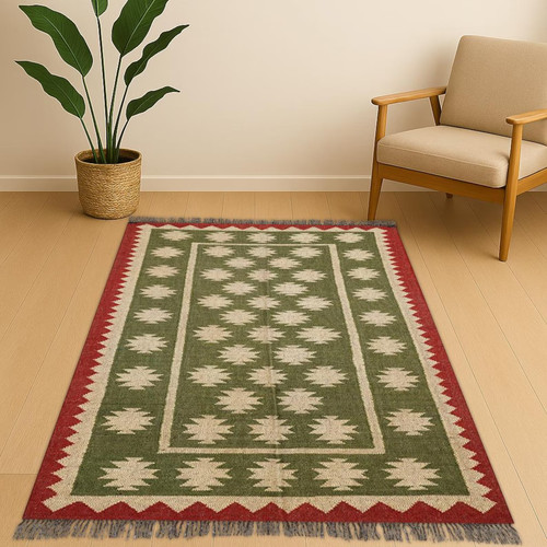 Tapis kilim jute laine - tapis,