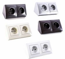 Bloc prise d'angle Kontakt Simon 54 PREMIUM 5 couleurs 2x prises type E IP20 16A