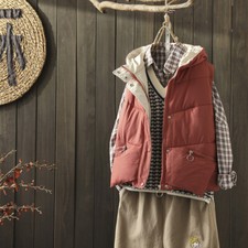 Femme Chaud Gilet à Capuche Rembourré Manteau Veste sans Manche Extérieur Hiver