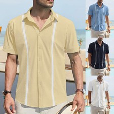 Guayabera Pour Hommes Robe De Plage Cubaine Mariage Décontractée Manches /