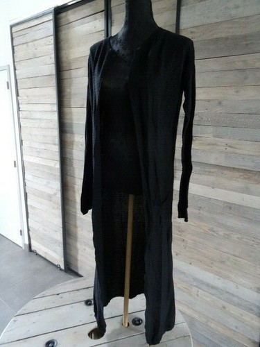 Gilet long noir manches