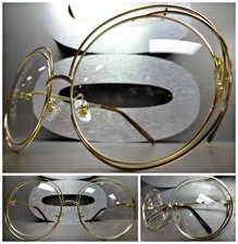 Lunettes De Vue Rétro Vintage Surdimensionnées Avec Monture Ronde En Or