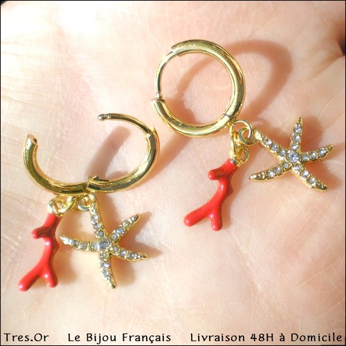 Boucles oreille corail - boucles,